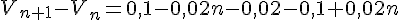 V_{n+1}-V_n=0,1-0,02n-0,02-0,1+0,02n
