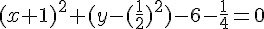 (x+1)^2+(y-(\frac{1}{2})^2)-6-\frac{1}{4}=0