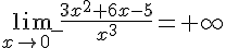 \lim_{x \to 0^-} \frac{3x^2+6x-5}{x^3} =+\infty