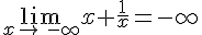 \lim_{x\to\,-\infty}x+\frac{1}{x}=-\infty