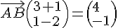 \vec{AB} ( 3+1\1-2 )= ( 4\-1 )