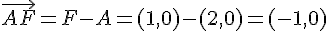 \vec{AF}=F-A=(1,0)-(2,0)=(-1,0)