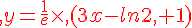 {\color{DarkRed},y=\frac{1}{e}\times  ,(3x-ln2,+1)}