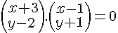  ( x+3\\y-2  ).  ( x-1\\y+1  )=0