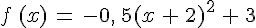 f\,(x)\,=\,-0,\,5(x\,+\,2)^2\,+\,3