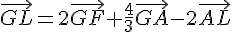 \vec{GL}=2\vec{GF}+\frac{4}{3}\vec{GA}-2\vec{AL}