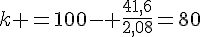 k =100- \frac{41,6}{2,08}=80