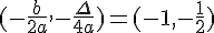 (-\frac{b}{2a},-\frac{\Delta}{4a})=(-1,-\frac{1}{2})