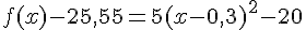 f(x)-25,55=5(x-0,3)^2-20