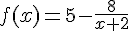 f(x)=5-\frac{8}{x+2}