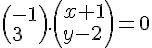 ( -1\3 ). (x+1\y-2 )=0