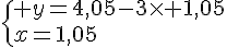  \{ y=4,05-3\times   1,05\\x=1,05.