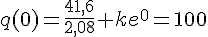 q(0) =\frac{41,6}{2,08} +ke^{0}=100