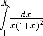 \int_{1}^{X} \frac{dx}{x(1+x)^2}