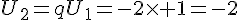 U_2=qU_1=-2\times   1=-2