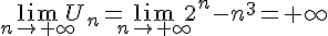  \lim_{n \to +\infty}U_n=\lim_{n \to +\infty}2^n-n^3=+\infty 