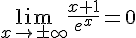 \lim\limits_{x \to \pm \infty}\frac{x+1}{e^x}=0