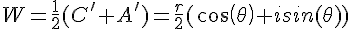 W=\frac{1}{2}(C'+A')=\frac{r}{2}(cos(\theta)+isin(\theta))