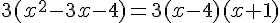 3(x^2-3x-4)=3(x-4)(x+1)