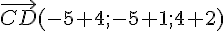 \vec{CD}(-5+4;-5+1;4+2)
