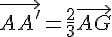\vec{AA'}=\frac{2}{3}\vec{AG}