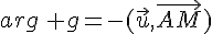 arg\, g=-(\vec{u},\vec{AM})
