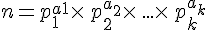 n=p_1^{a1}\times  \,p_2^{a_2}\times  \,...\times  \,p_k^{a_k}