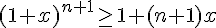 (1+x)^{n+1} \geq\, 1 + (n+1)x