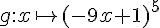 g:x\mapsto     (-9x+ 1)^5