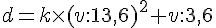 d=k \times (v:13,6)^2 + v:3,6