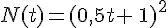 N(t)=(0,5t+\,1)^2