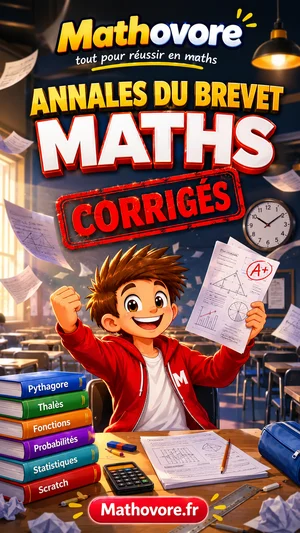 Couverture du livre Mathovore « Annales du brevet de maths corrigées »