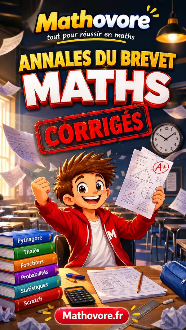 Couverture du livre Mathovore « Annales du brevet de maths corrigées », 264 exercices du brevet rangés par thème