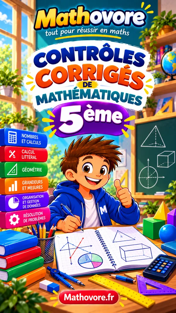 Couverture du livre Mathovore réunissant 25 contrôles de cinquième et leurs corrigés détaillés