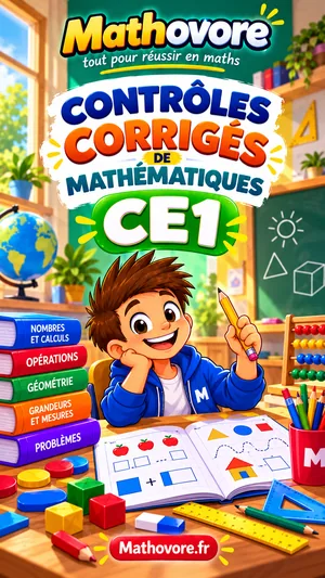 Couverture du livre Mathovore « Contrôles corrigés de mathématiques CE1 »