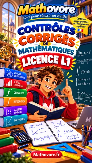 Couverture du livre Mathovore « Contrôles corrigés de mathématiques L1 »