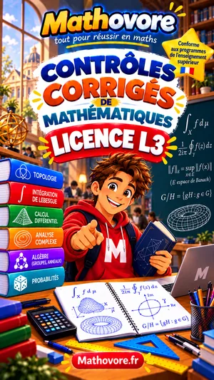 Couverture du livre Mathovore « Contrôles corrigés de mathématiques L3 »