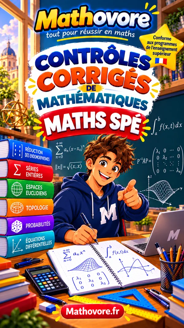 Jaquette Mathovore des vingt-cinq contrôles corrigés de maths spé pour la filière MP