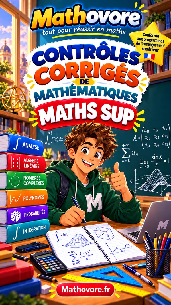 Jaquette Mathovore du recueil de devoirs surveillés de maths sup, sujets et corrections avec barème