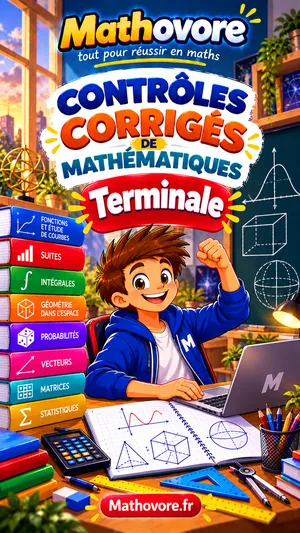 Couverture du livre Mathovore « Contrôles corrigés de mathématiques Terminale »