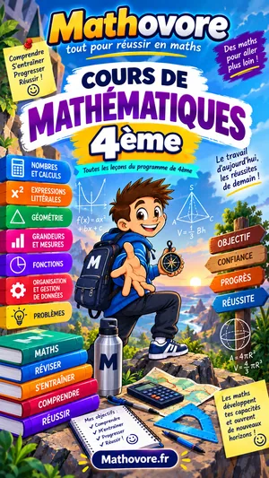 Couverture du livre Mathovore « Cours de mathématiques 4e » en PDF