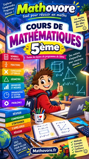 Couverture du livre Mathovore « Cours de mathématiques 5e » en PDF