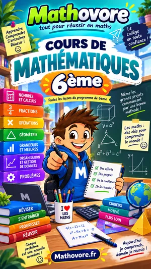 Couverture du livre Mathovore « Cours de mathématiques 6e » en PDF