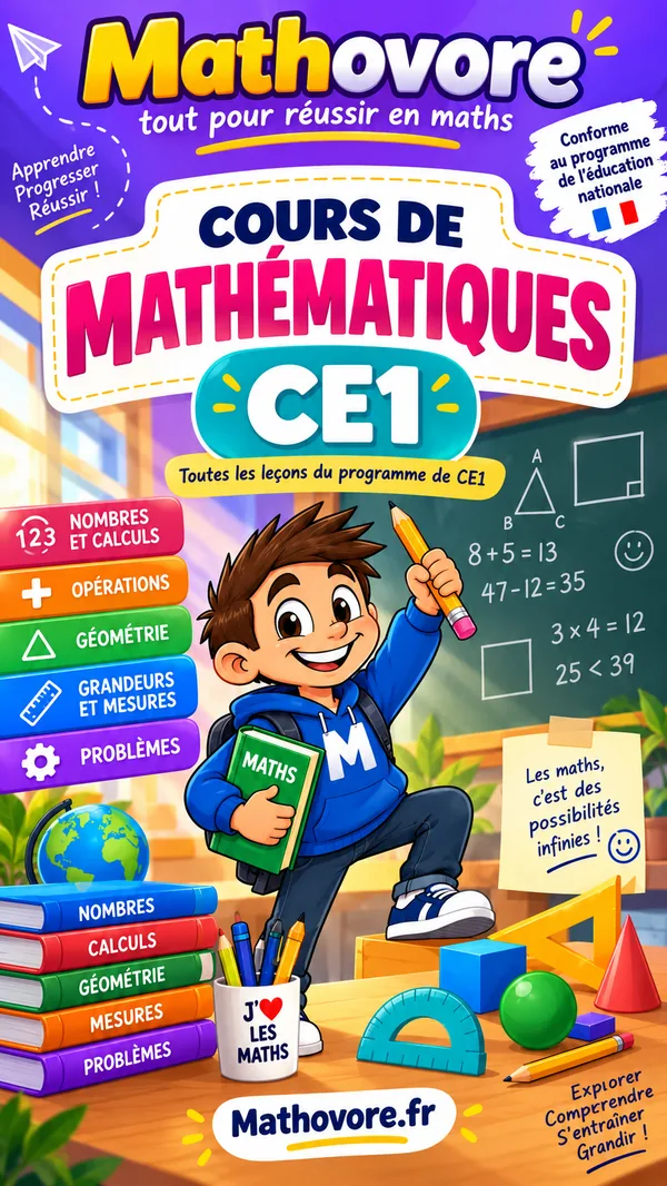 Couverture du livre Mathovore « Cours de mathématiques CE1 » en PDF