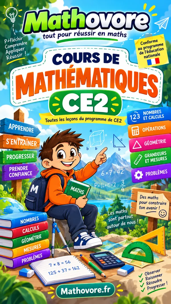 Couverture du livre Mathovore « Cours de mathématiques CE2 » en PDF