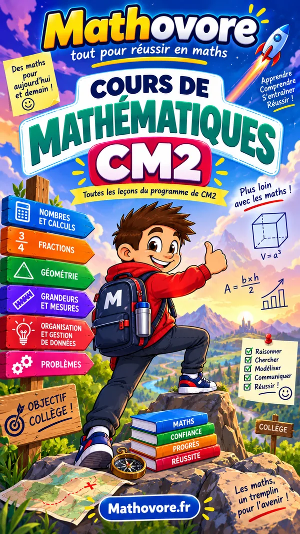 Couverture du livre Mathovore « Cours de mathématiques CM2 » en PDF