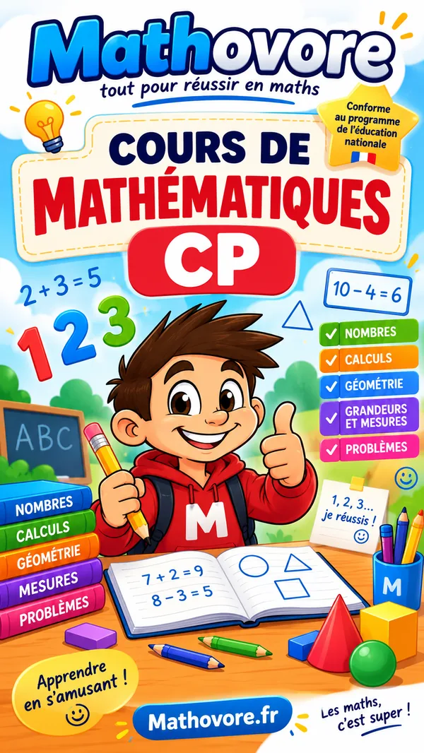 Couverture du livre Mathovore « Cours de mathématiques CP » en PDF