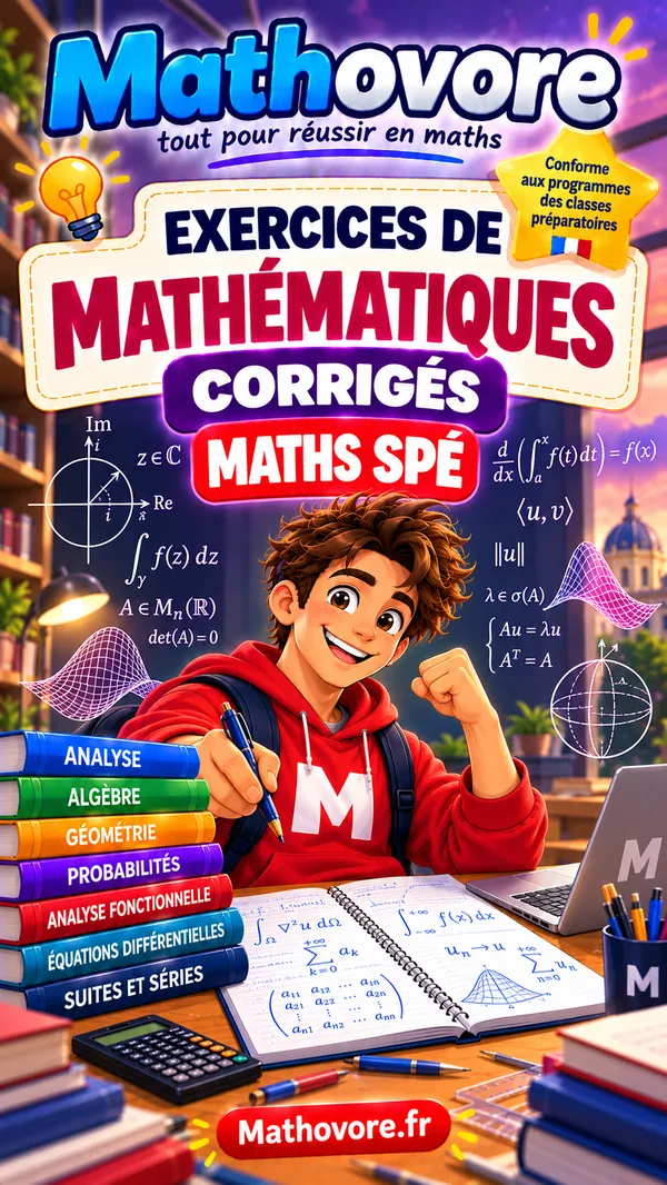 Jaquette du recueil Mathovore de 552 exercices corrigés de maths spé pour MP et MPI