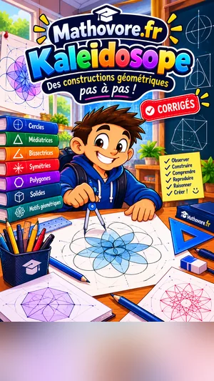 Couverture du livre Mathovore « Kaléidoscope, des constructions géométriques pas à pas » en PDF