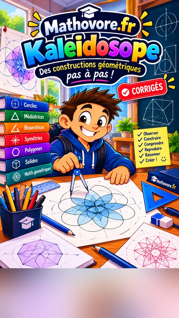 Couverture du livre Mathovore « Kaléidoscope, des constructions géométriques pas à pas » en PDF